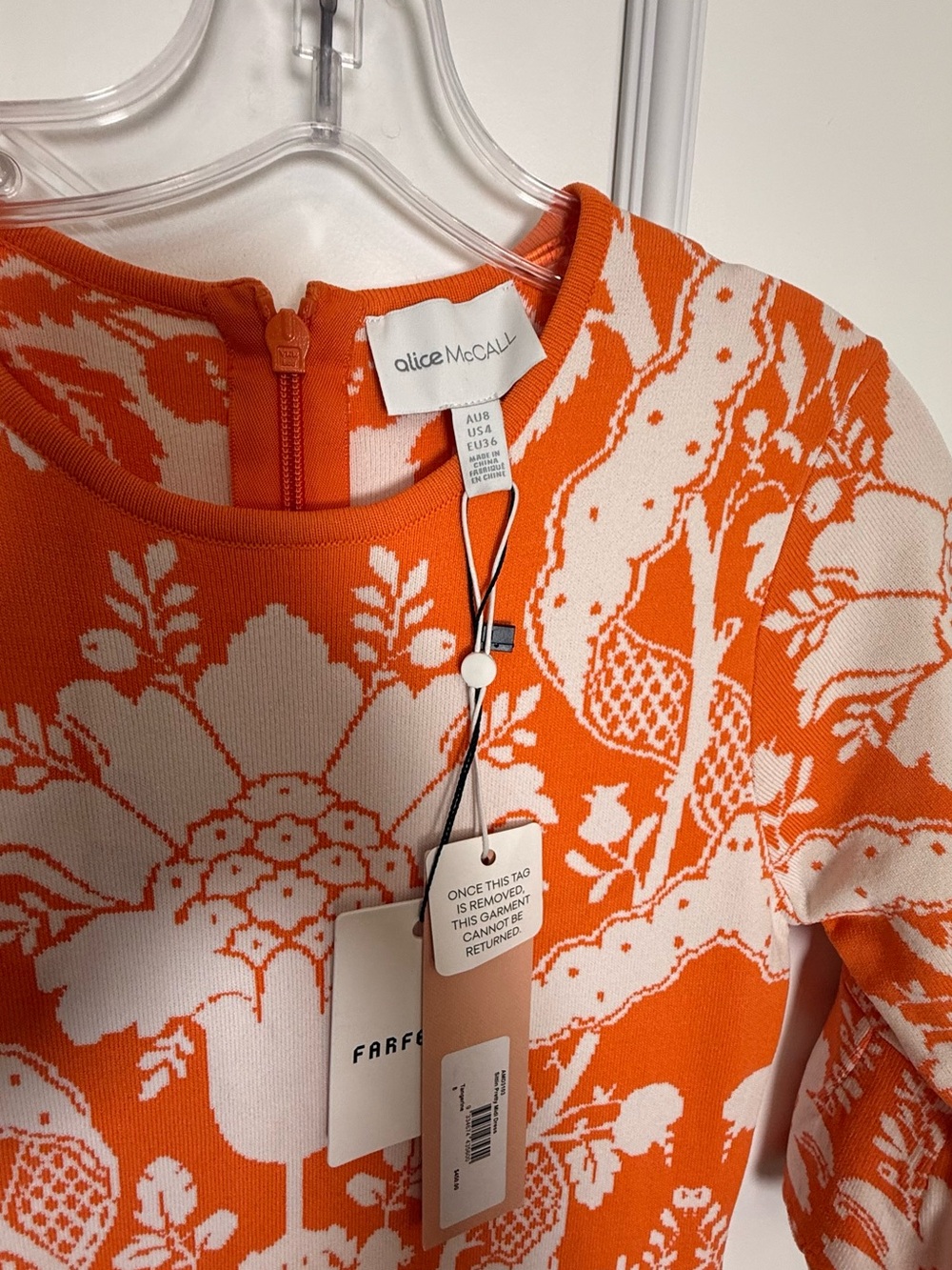 Alice McCall NWT Sittin Pretty Midi Mermaid Style Bold Orange Print US size 4 - Picture 10 of 16
